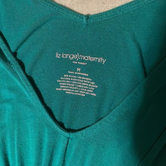 Liz Lange Green sleeveless soft knit Maternity Dress size M sleeveless elastic - Picture 6 of 9